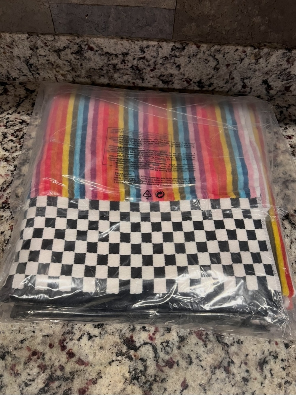 MacKenzie-Childs Calypso Stripe Bath Towels - Set of 2. New in packaging.